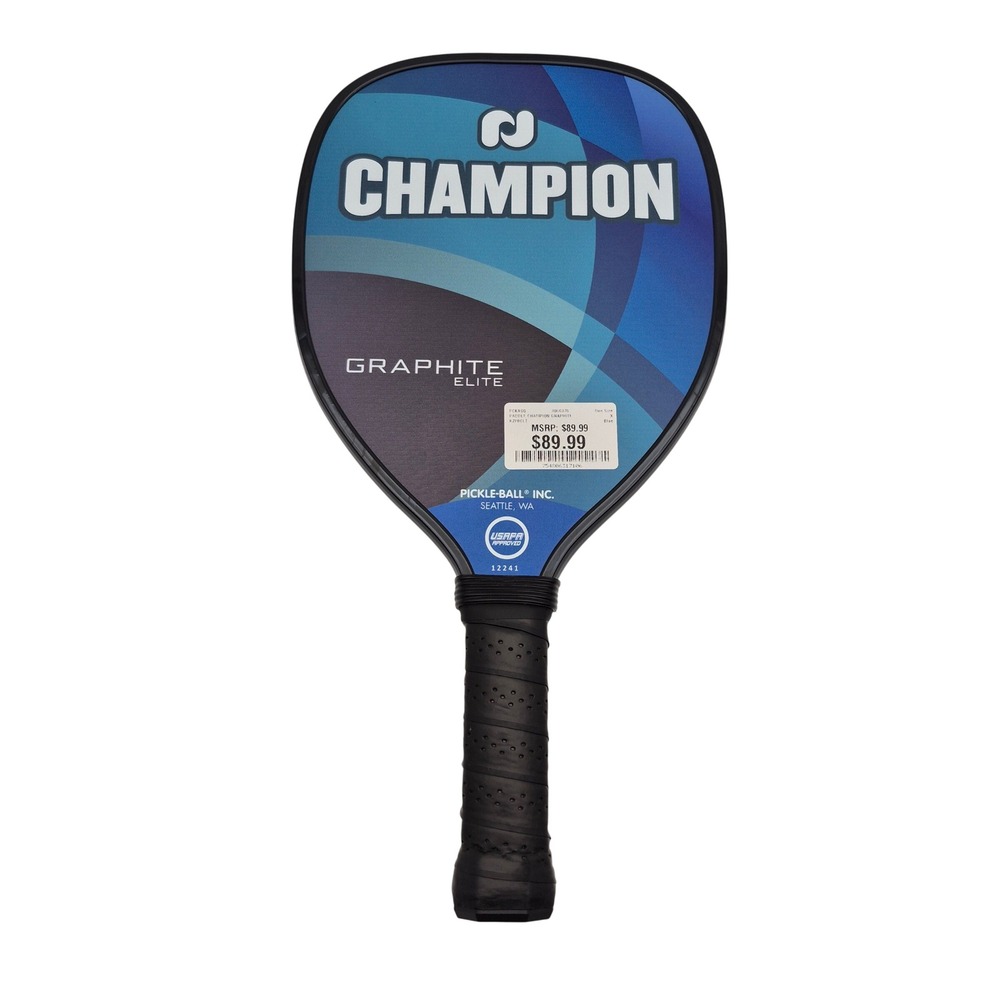 Pickleball Champion Graphite Elite Paddle Blue Teardrop Wide Textured Face